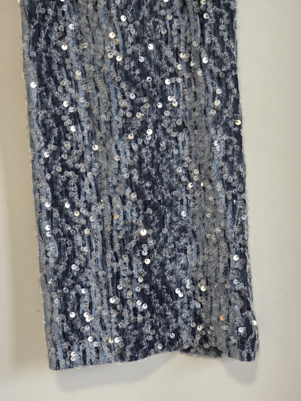 NEW Zara Blue Velvet Sequin Split Hem wide leg pants Sz S Mermaidcore Y2K - Picture 10 of 14